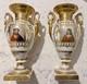 Paire De Vases Balustres Louis Philippe En Porcelaine Vieux Paris Epoque Xixème