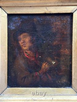 PEINTURE HUILE SUR PANNEAU HSP PORTRAIT D'HOMME ÉPOQUE XIXème NON SIGNÉ