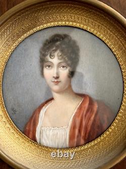 PEINTURE PORTRAIT JEUNE FEMME MÉDAILLON ÉPOQUE XIXème ÉCOLE FRANÇAISE