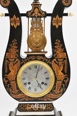 PENDULE LYRE époque Charles X XIX EME Kaminuhr clock horloge uhren cartel