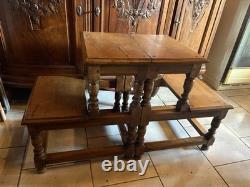 Paire D'escabeaux De Bibliothèque Formant Piédestal Époque Restauration Chêne