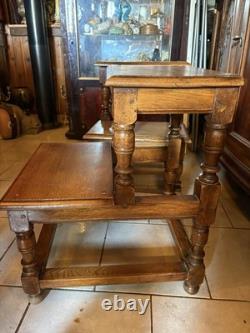 Paire D'escabeaux De Bibliothèque Formant Piédestal Époque Restauration Chêne