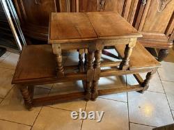 Paire D'escabeaux De Bibliothèque Formant Piédestal Époque Restauration Chêne