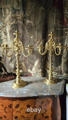 Paire De Candélabre En Bronze Doré, époque XIX ème