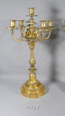 Paire De Candélabres, Chandeliers De Style Régence En Bronze Doré, époque XIX èm