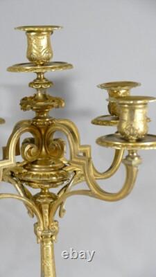 Paire De Candélabres, Chandeliers De Style Régence En Bronze Doré, époque XIX èm