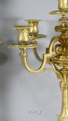 Paire De Candélabres, Chandeliers De Style Régence En Bronze Doré, époque XIX èm