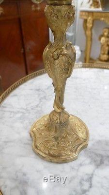 Paire De Chandeliers De Style Louis XV Rocaille En Bronze, époque XIX ème