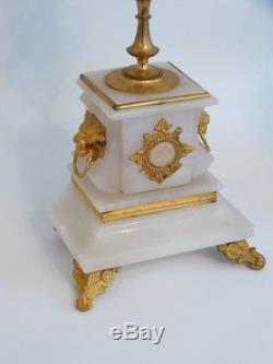 Paire De Chandeliers Napoléon III En Albâtre Et Bronze Doré, époque XIX ème