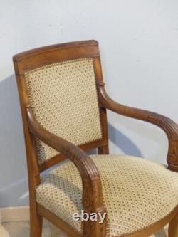 Paire De Fauteuils d'époque Empire En Acajou Blond, XIX ème Siècle Goût Jacob