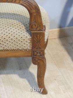 Paire De Fauteuils d'époque Empire En Acajou Blond, XIX ème Siècle Goût Jacob