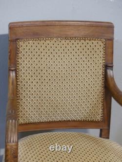 Paire De Fauteuils d'époque Empire En Acajou Blond, XIX ème Siècle Goût Jacob