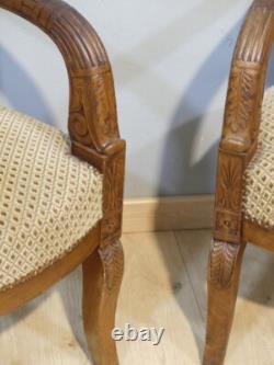 Paire De Fauteuils d'époque Empire En Acajou Blond, XIX ème Siècle Goût Jacob