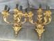 Paire De Grandes Appliques Louis Xv À 5 Feux Bronze Doré Époque Napoléon Iii