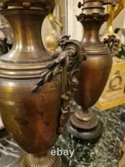 Paire De Lampe À Pétrole D'époque Napoléon III