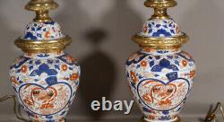 Paire De Lampes Imari En Porcelaine Et Bronze Doré, époque XIX ème