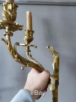 Paire d'Appliques En Bronze Doré, Style Louis XV, époque XIX ème