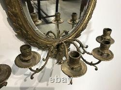 Paire d'appliques Louis XVI miroir bronze Ancien Antique époque XIXème siècle