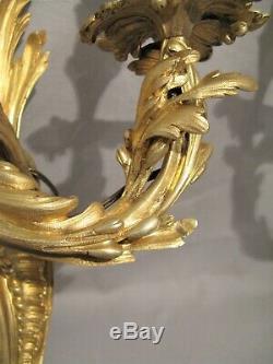 Paire d'appliques de style Louis XV en bronze doré époque XIX ème siècle