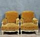 Paire D'importantes Bérgères Style Louis Xv En Bois Laqué époque Xixeme