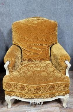 Paire d'importantes Bérgères style Louis XV en bois laqué époque XIXeme