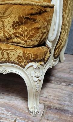 Paire d'importantes Bérgères style Louis XV en bois laqué époque XIXeme