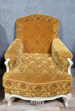 Paire d'importantes Bérgères style Louis XV en bois laqué époque XIXeme