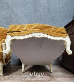 Paire d'importantes Bérgères style Louis XV en bois laqué époque XIXeme