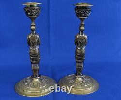 Paire de BOUGEOIRS Aux Cariatides Bronze Candlesticks Epoque Napoléon III XIXème