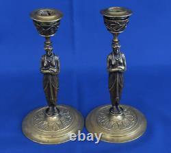 Paire de BOUGEOIRS Aux Cariatides Bronze Candlesticks Epoque Napoléon III XIXème