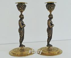 Paire de BOUGEOIRS Aux Cariatides Bronze Candlesticks Epoque Napoléon III XIXème