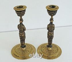 Paire de BOUGEOIRS Aux Cariatides Bronze Candlesticks Epoque Napoléon III XIXème