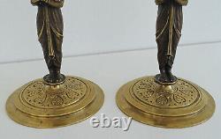 Paire de BOUGEOIRS Aux Cariatides Bronze Candlesticks Epoque Napoléon III XIXème