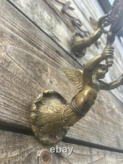 Paire de Chandelier Applique Bronze Doré Ancien Lampe Époque Empire XIXeme