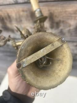 Paire de Chandelier Applique Bronze Doré Ancien Lampe Époque Empire XIXeme