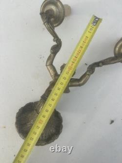 Paire de Chandelier Applique Bronze Doré Ancien Lampe Époque Empire XIXeme