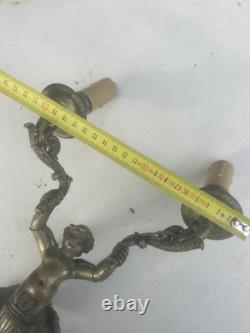 Paire de Chandelier Applique Bronze Doré Ancien Lampe Époque Empire XIXeme