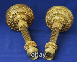 Paire de FLAMBEAUX Bougeoirs Bronze Doré d'Epoque Restauration XIXème Siècle