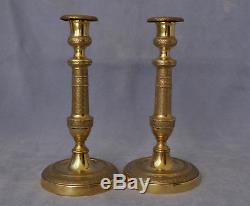 Paire de Flambeaux Bronze Doré Bougeoirs Candlesticks Epoque 1er Empire XIXème