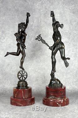 Paire de Statuettes en Bronze Fortune et Mercure Sculptures Époque XIXème
