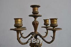Paire de chandeliers bronze doré époque XIXème