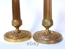 Paire de chandeliers en bronze doré ciselé époque restauration début XIXeme