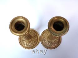 Paire de chandeliers en bronze doré ciselé époque restauration début XIXeme