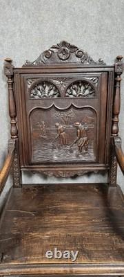 Paire de fauteuils Breton en bois sculpté époque XIXeme