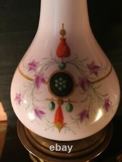 Paire de lampes à pétrole porcelaine époque XIXème siècle
