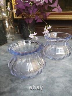 Paire de vases cristal taillé bleu Époque Louis Philippe XIXème