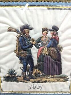 Panneau broderie Allemande époque XIXème