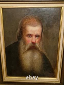 Peinture Ancienne Huile Sur Toile Portrait D'homme, Époque XIX Ème S