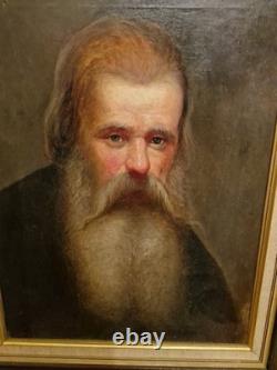 Peinture Ancienne Huile Sur Toile Portrait D'homme, Époque XIX Ème S