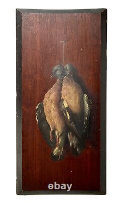 Peinture Huile sur Panneau Nature Morte aux Palombes Gibier Chasse Époque XIXème